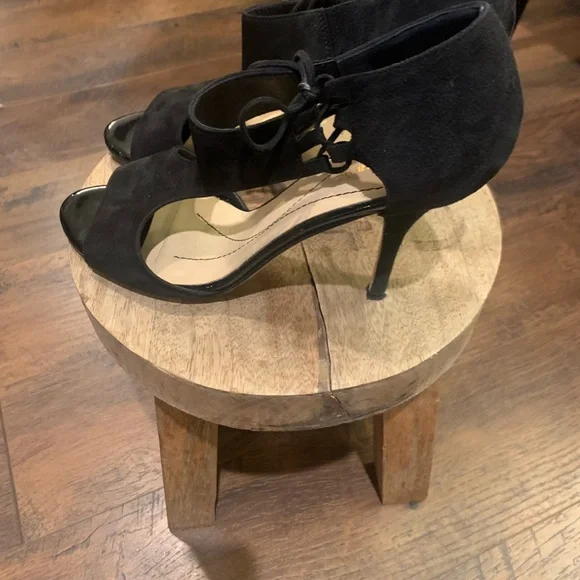 Kate Spade Black Suede  Open Toe Heels - Picture 8 of 12